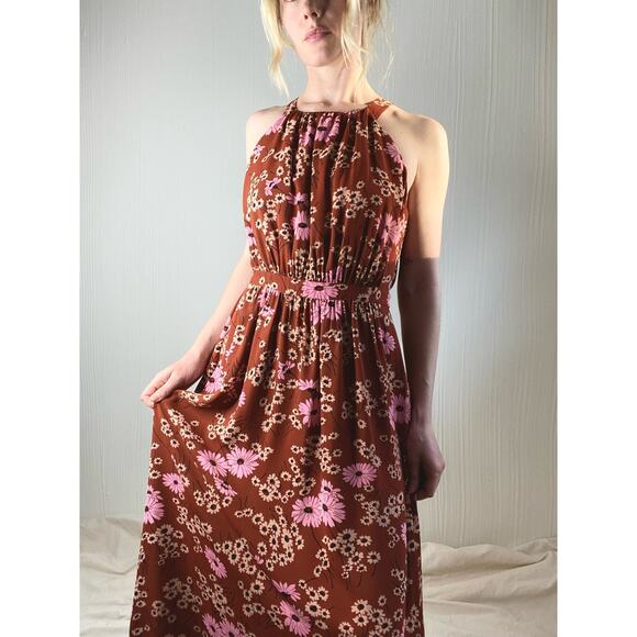 MADEWELL Hillside Halter Floral Midi Dress in Hillside Daisies US SMALL - Picture 1 of 13